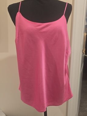 Express Hot Pink Satin Cami with Spaghetti Straps